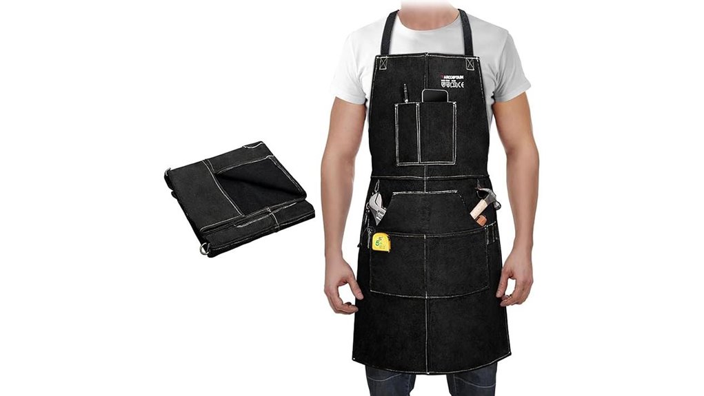black leather welding apron