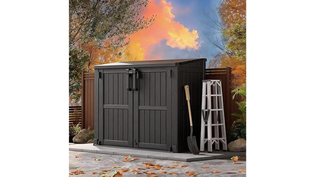 black outdoor storage shed