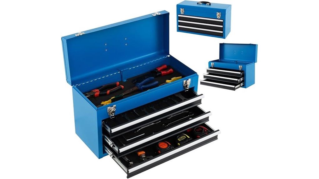 blue metal tool box
