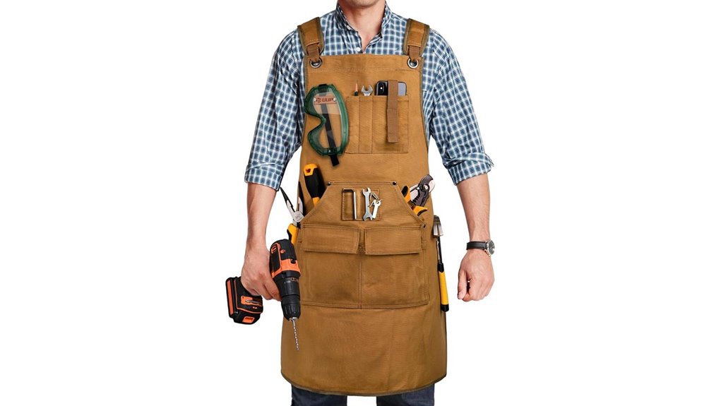 khaki tool pocket apron