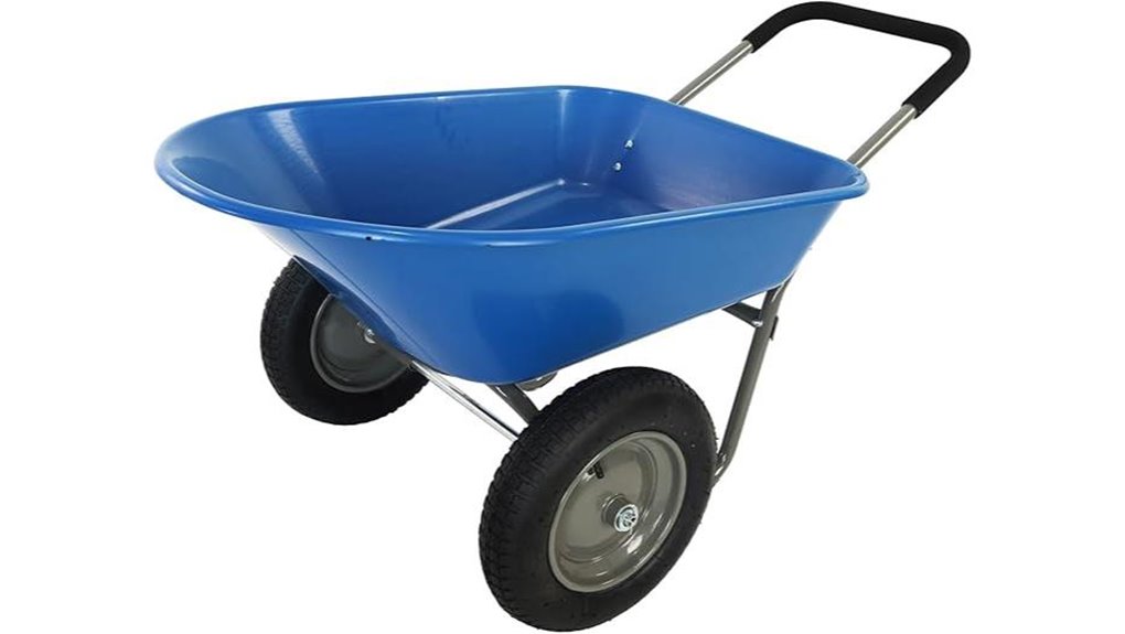 sturdy blue garden cart