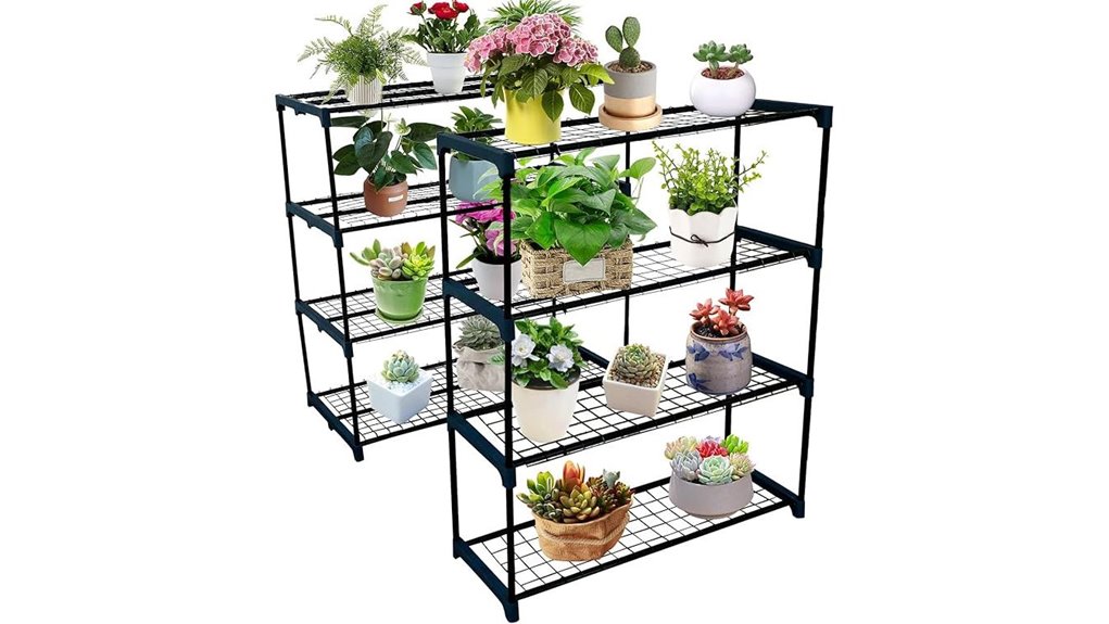 tiered plant greenhouse shelves