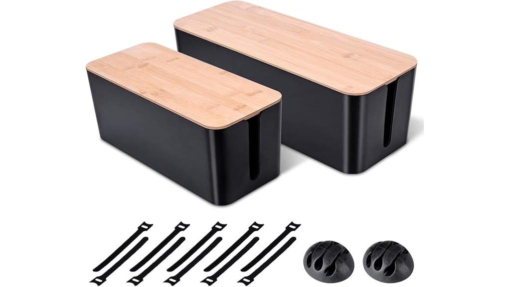 wooden cable management boxes