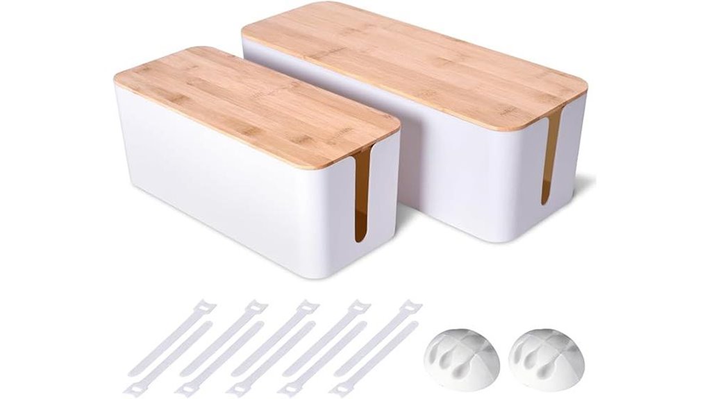 wooden cable management boxes