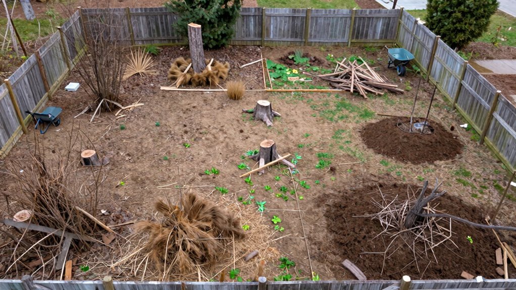 clear debris remove weeds