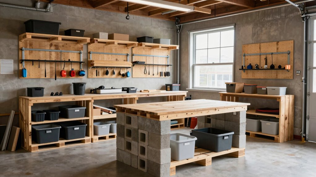 custom shelving with repurposed materials