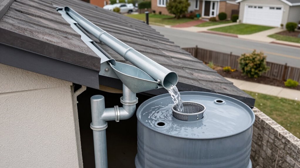 downspouts to rain barrels
