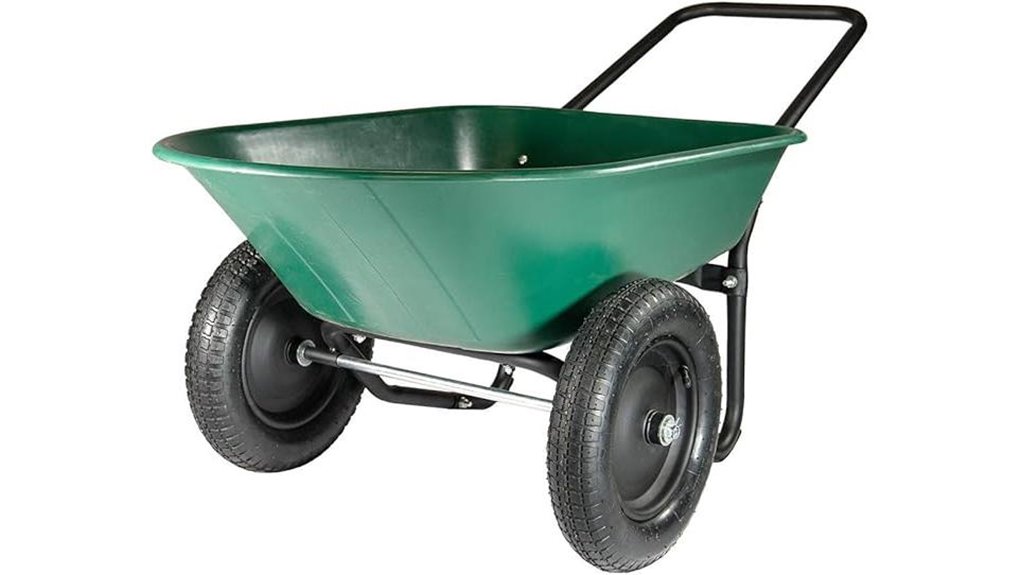 dual wheel garden wheelbarrow