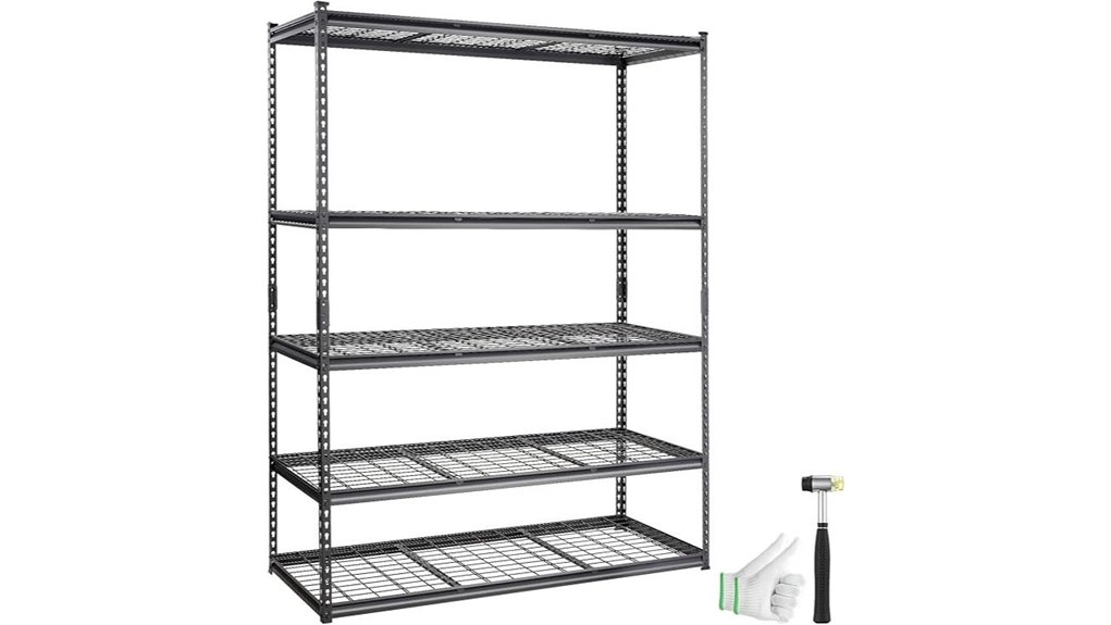 durable five tier shelving unit