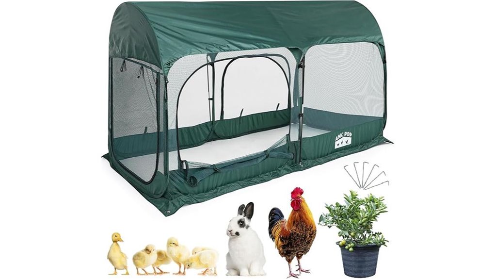 green portable chicken run