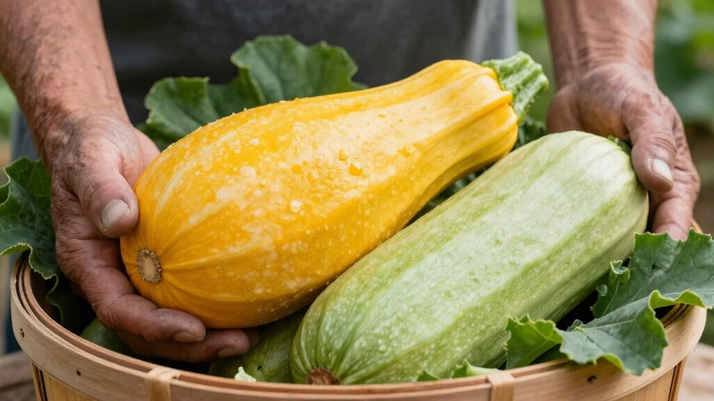 harvest squash and zucchini