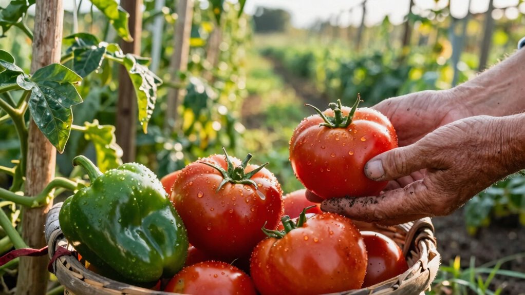 harvest tomatoes and peppers
