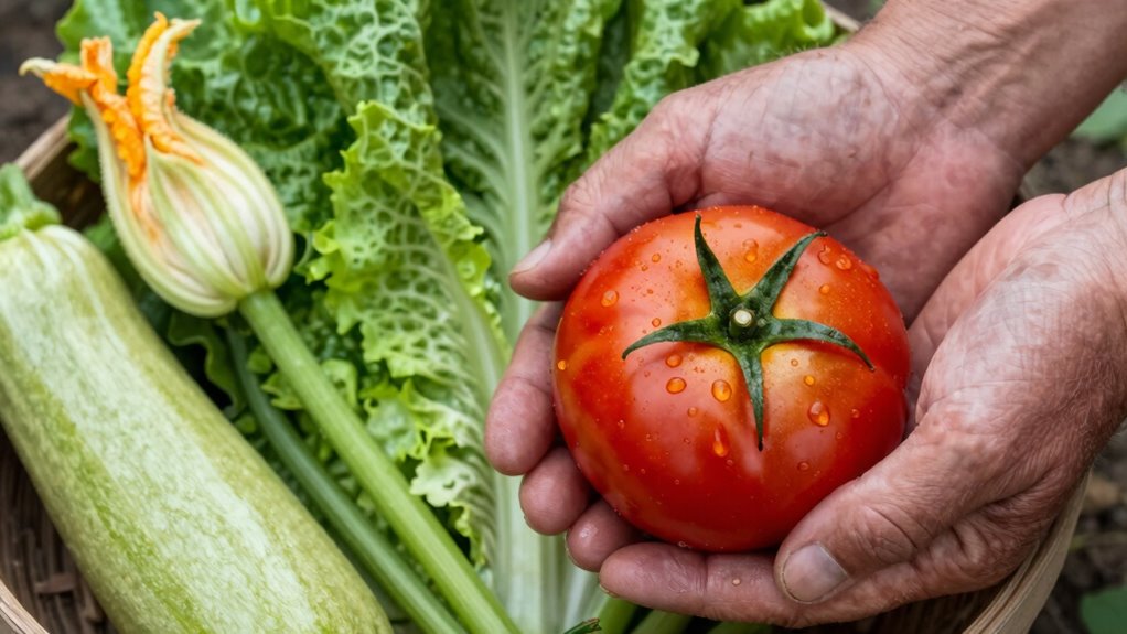 harvesting vegetables at peak