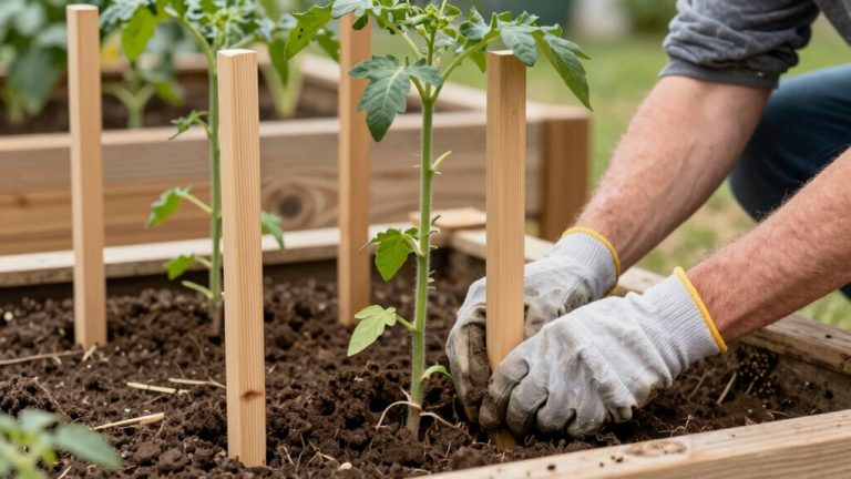 install plant support stakes