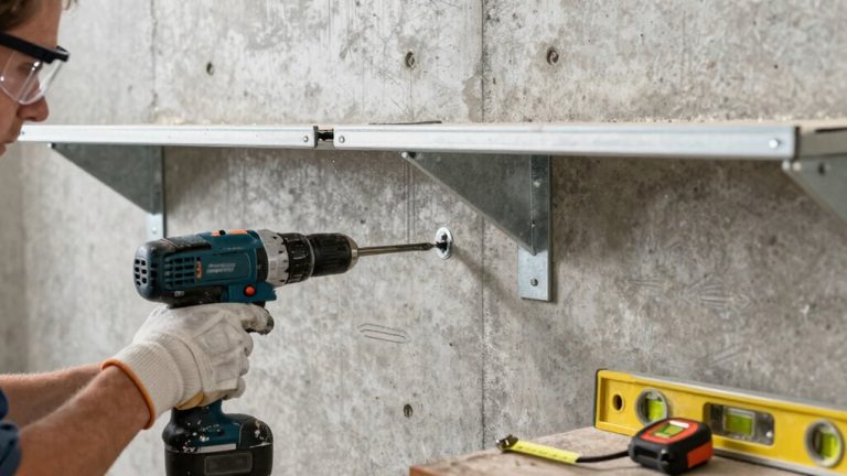installing shelves in concrete