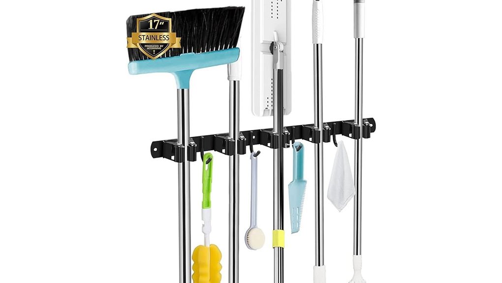 mountable mop and broom holder