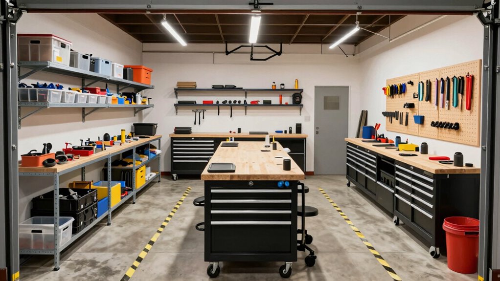organized garage workshop zones