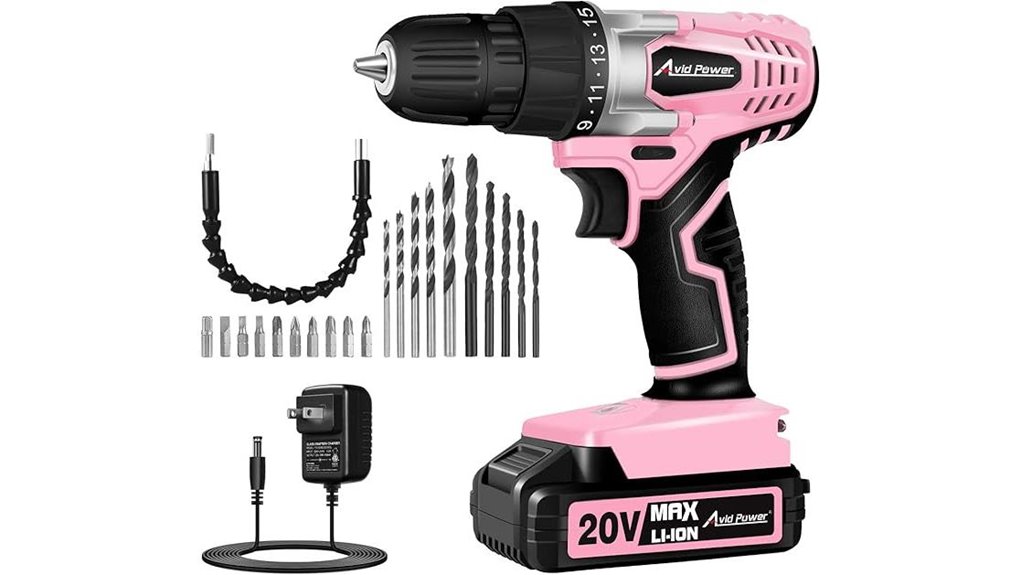 pink cordless drill set