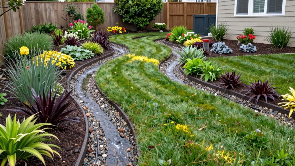 redirect rainwater with swales