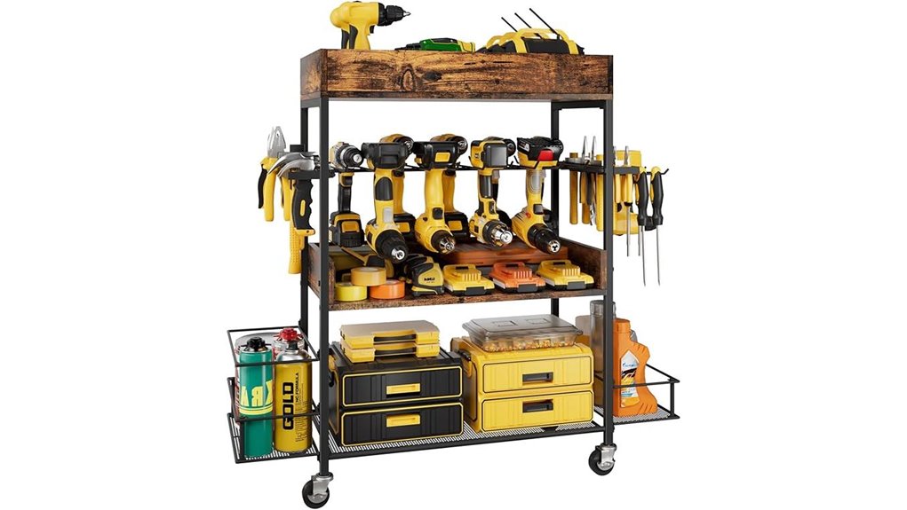 rustic brown rolling cart