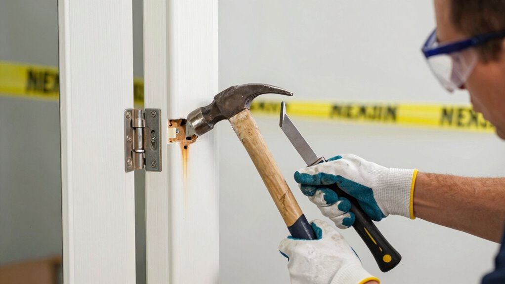 safely remove door hinges