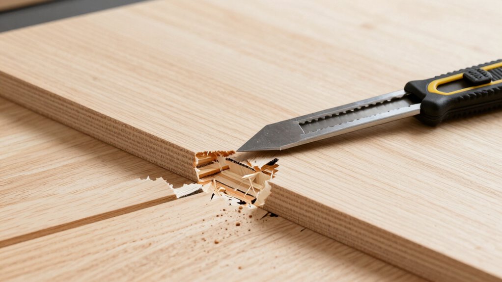 score hardwoods to prevent tear out