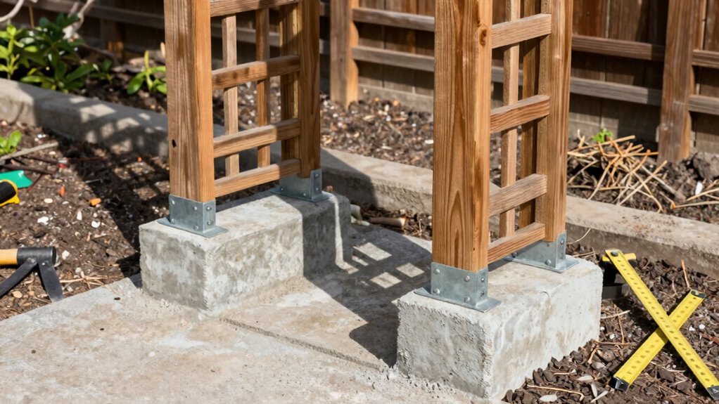 secure posts with concrete