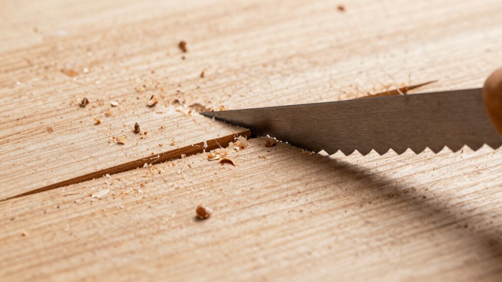 shallower cuts reduce tear out