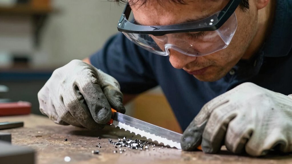 sharpen mower blades safely