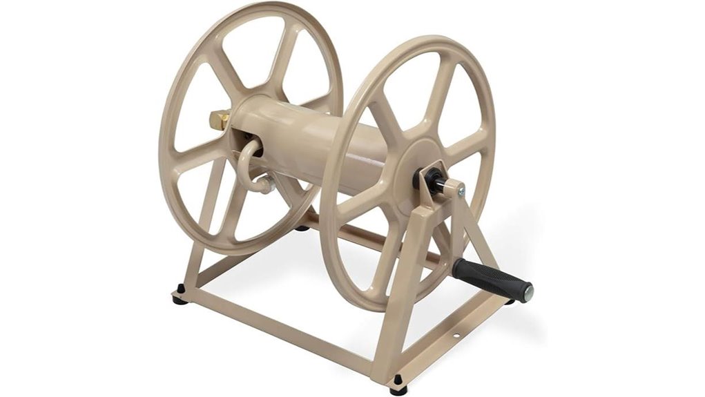 tan steel hose reel