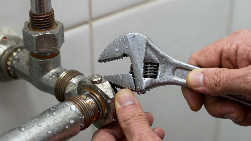 tighten pipes carefully clockwise