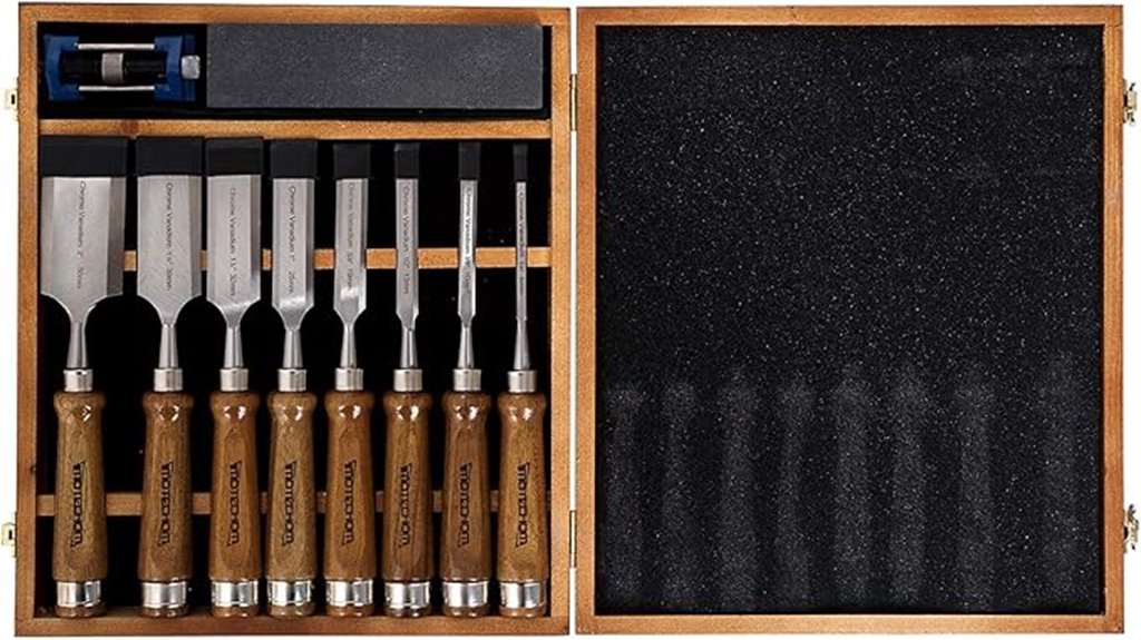 wood chisel set with sharpening