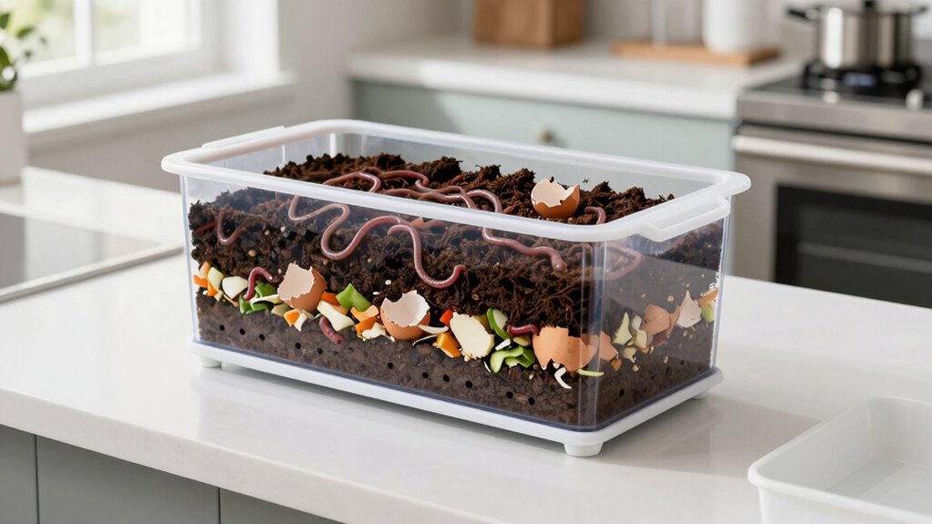 worm compost bin setup