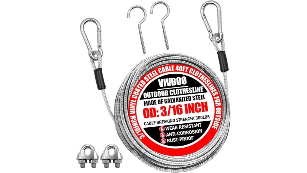 durable outdoor clothesline with hooks