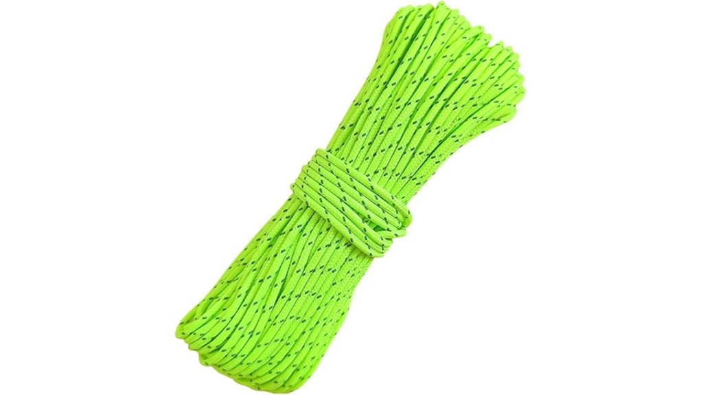 green reflective paracord camping