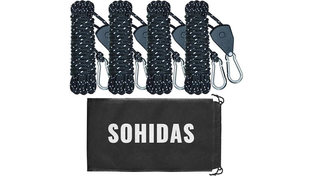 reflective camping rope setup