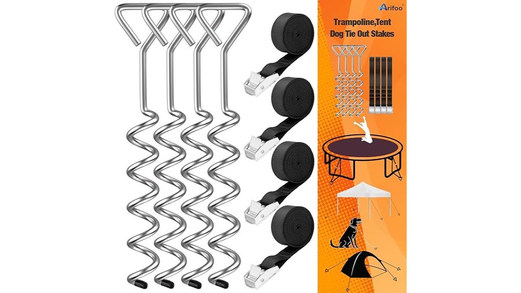 wind resistant trampoline stakes